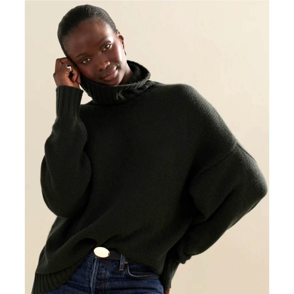 NWT Jenni Kayne XS Oversized 100% Cashmere Porter Turtleneck $545 Sweater Forest